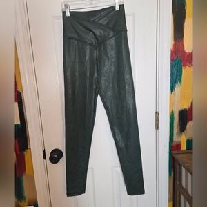 Aerie Offline Dark Green Faux Leather Ankle Small Leggings